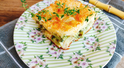 Torta de liquidificador de brócolis com bacon