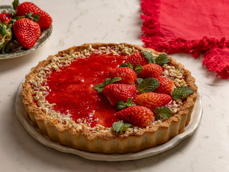 Torta vegana pronta para consumo.