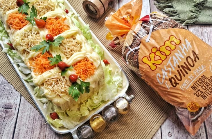 Torta fria de frango com purê de batata