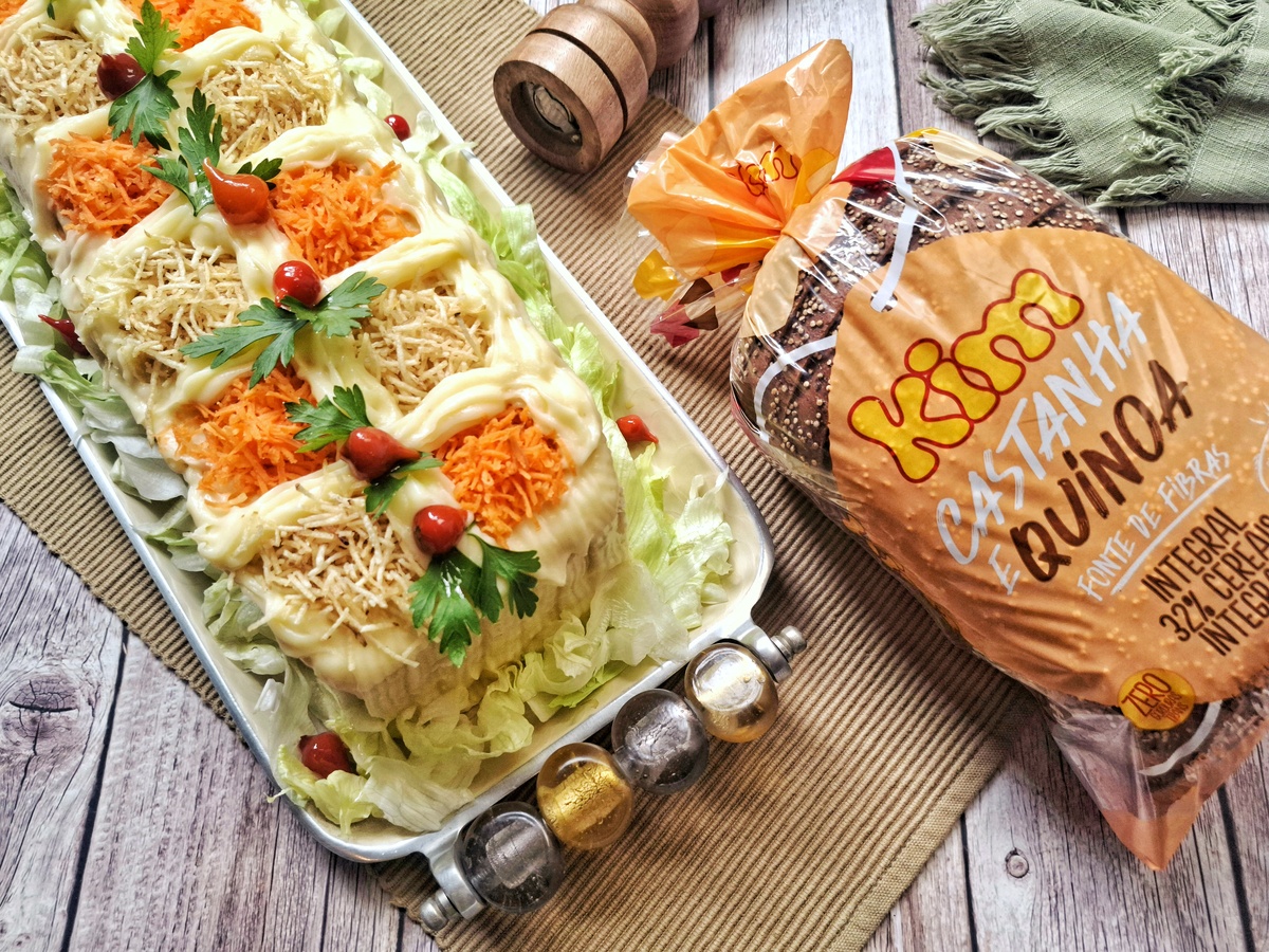 Torta fria de frango com purê de batata