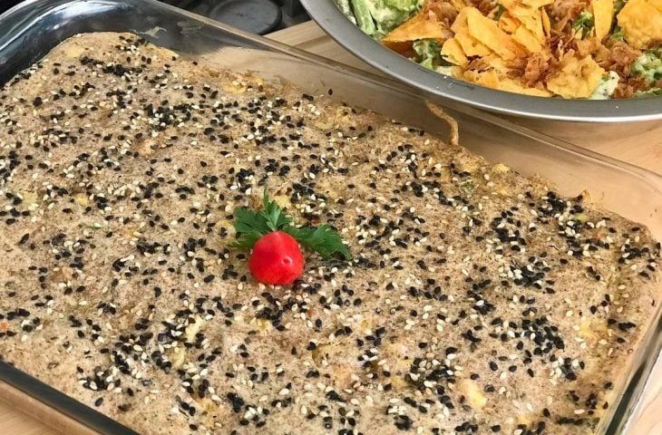 Torta integral de champignon com palmito