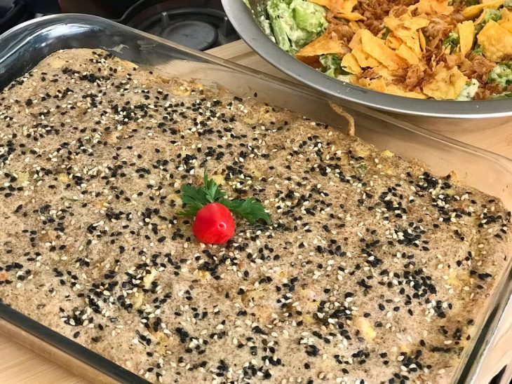 Torta integral de champignon com palmito