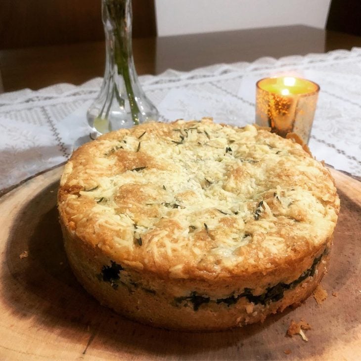 Torta vegetariana de espinafre zero lactose