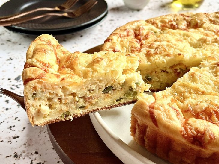 Torta vegetariana pronta para consumo.