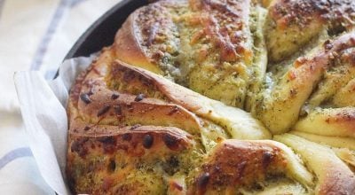 Trança de pesto e queijo