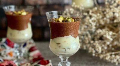 Verrine de pistache com chocolate