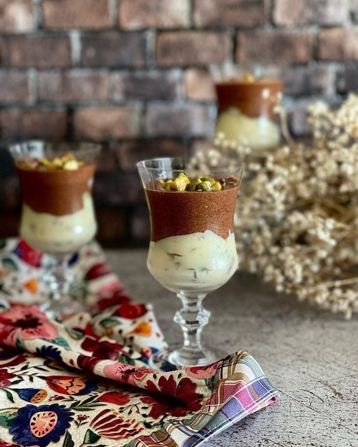 Verrine de pistache com chocolate