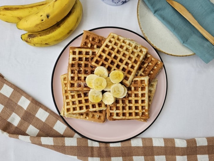 Waffle de bananas finalizado.